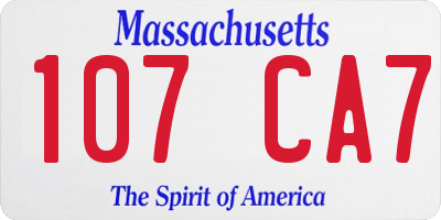 MA license plate 107CA7