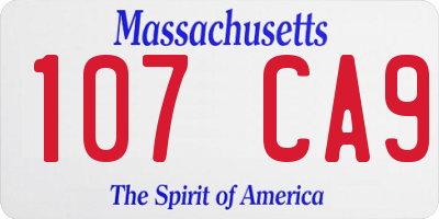 MA license plate 107CA9