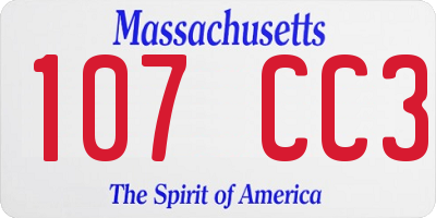 MA license plate 107CC3