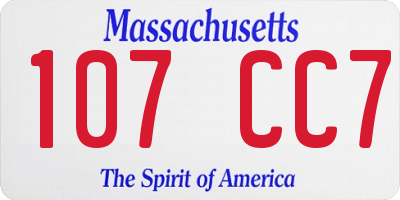 MA license plate 107CC7