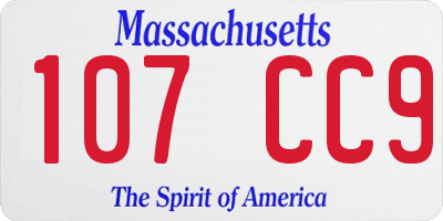 MA license plate 107CC9