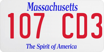 MA license plate 107CD3