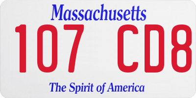MA license plate 107CD8