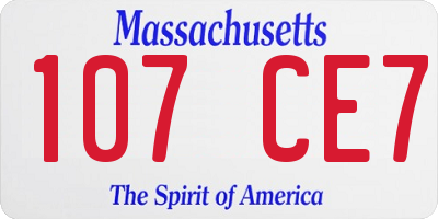 MA license plate 107CE7