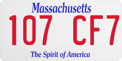 MA license plate 107CF7