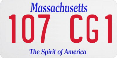 MA license plate 107CG1