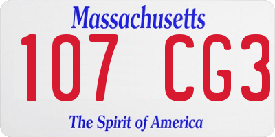 MA license plate 107CG3