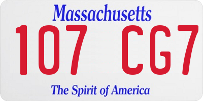 MA license plate 107CG7