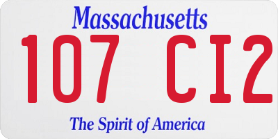 MA license plate 107CI2