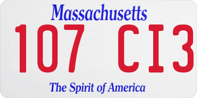 MA license plate 107CI3