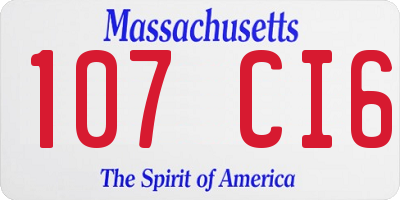 MA license plate 107CI6