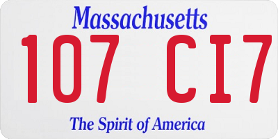 MA license plate 107CI7