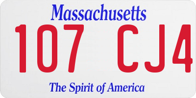 MA license plate 107CJ4