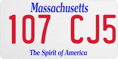 MA license plate 107CJ5