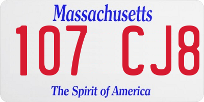 MA license plate 107CJ8