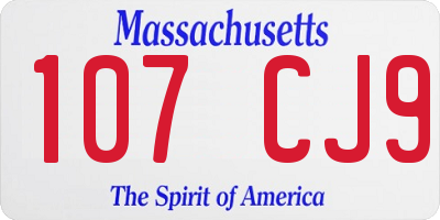 MA license plate 107CJ9