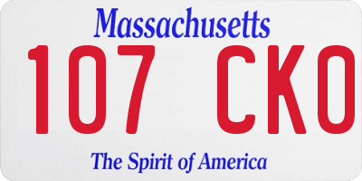 MA license plate 107CK0
