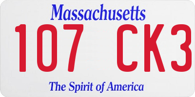 MA license plate 107CK3