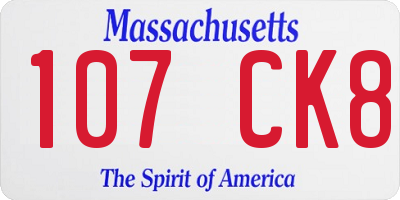 MA license plate 107CK8