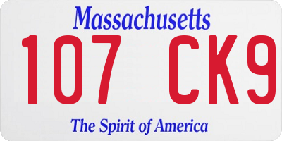 MA license plate 107CK9