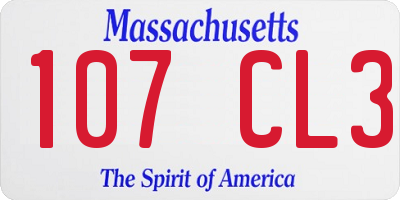 MA license plate 107CL3
