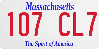 MA license plate 107CL7