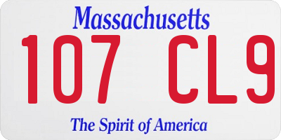MA license plate 107CL9