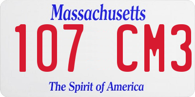 MA license plate 107CM3