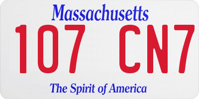 MA license plate 107CN7