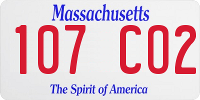MA license plate 107CO2