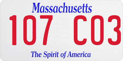 MA license plate 107CO3