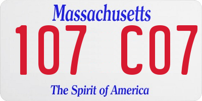 MA license plate 107CO7