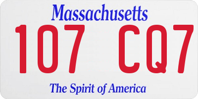 MA license plate 107CQ7