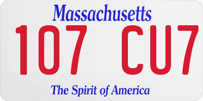 MA license plate 107CU7