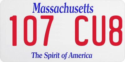 MA license plate 107CU8