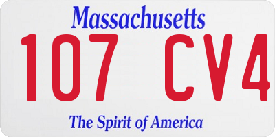 MA license plate 107CV4