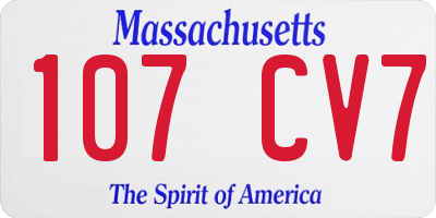 MA license plate 107CV7