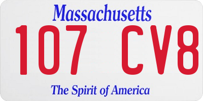 MA license plate 107CV8
