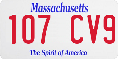 MA license plate 107CV9