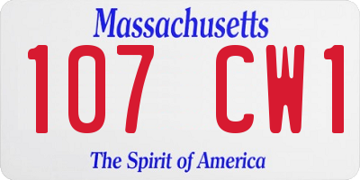 MA license plate 107CW1