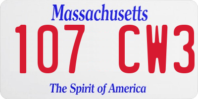 MA license plate 107CW3