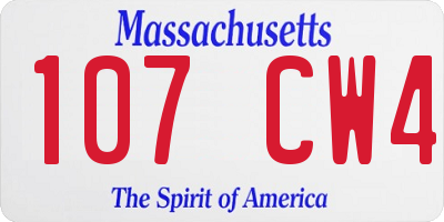 MA license plate 107CW4