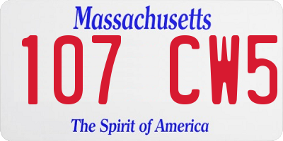 MA license plate 107CW5