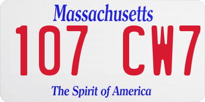 MA license plate 107CW7