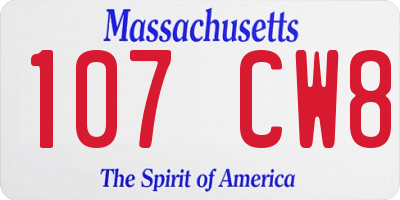 MA license plate 107CW8