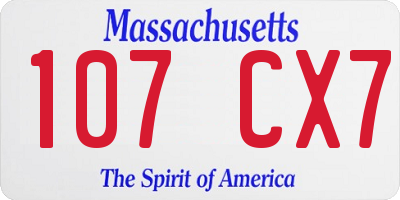 MA license plate 107CX7