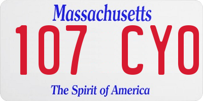 MA license plate 107CY0