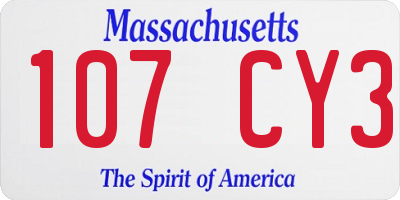 MA license plate 107CY3