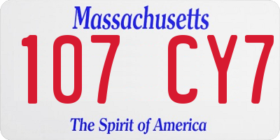 MA license plate 107CY7