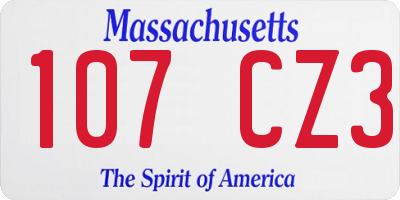 MA license plate 107CZ3